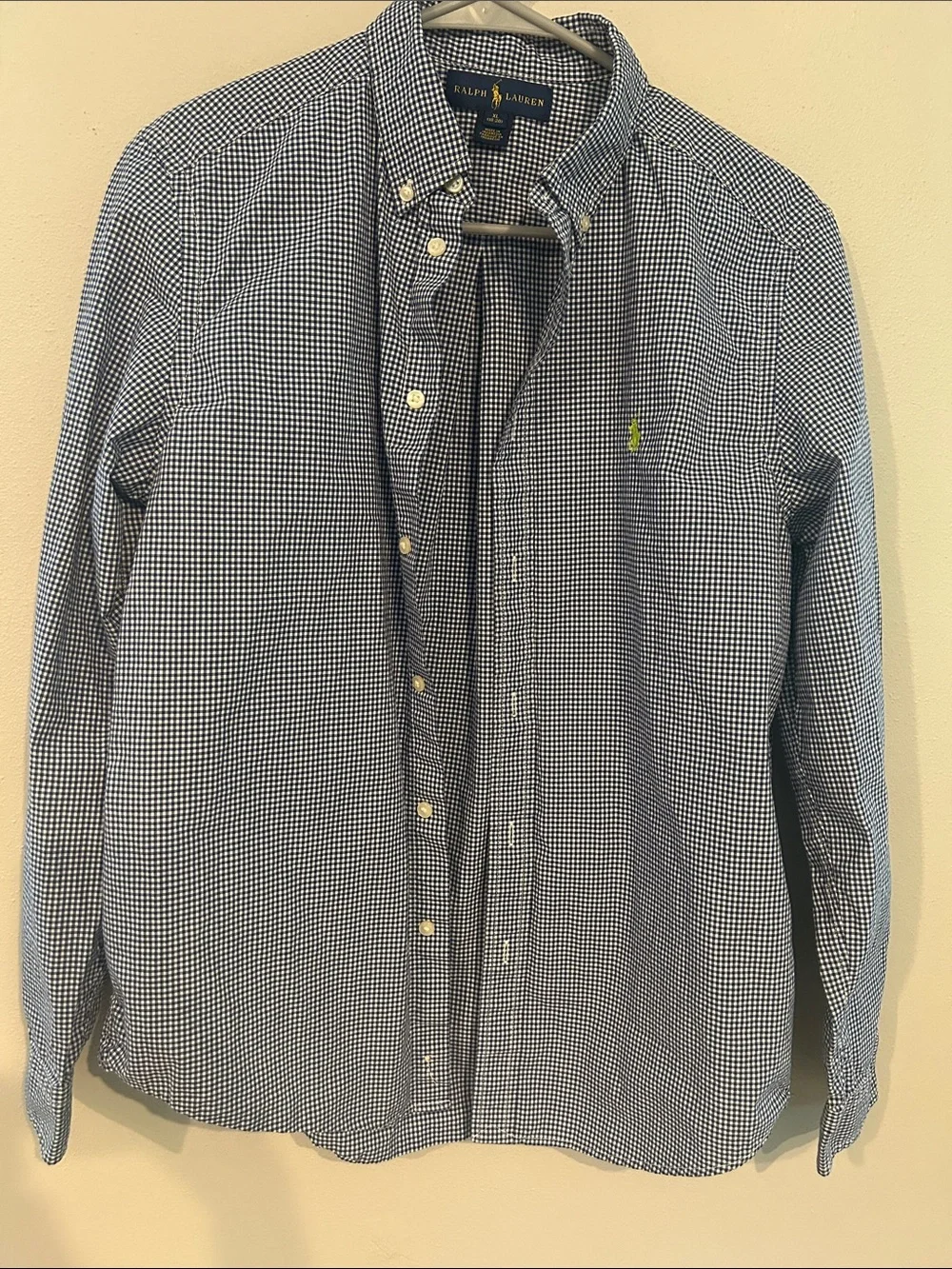 Ralph Lauren Navy and White Gingham Button-Down Shirt
